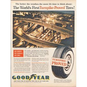 1959 Goodyear Tire Turnpike Approved Harbor Freeway Los Angeles Vintage Print Ad